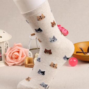 Spring Cat Faces Socks