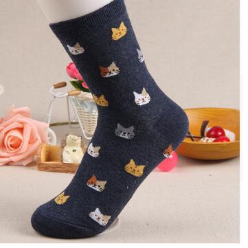 Spring Cat Faces Socks