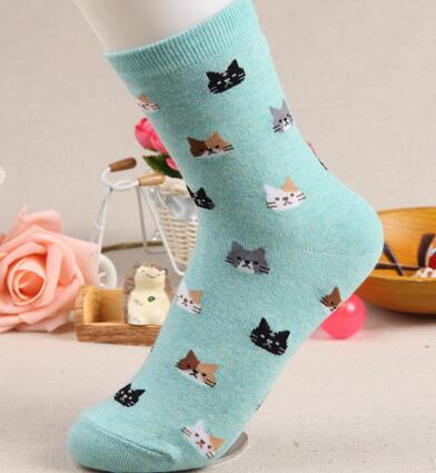 Spring Cat Faces Socks