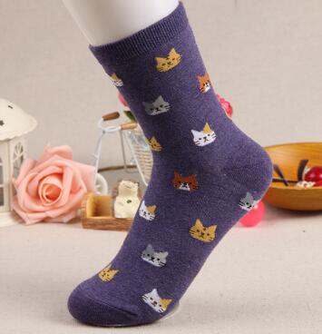 Spring Cat Faces Socks