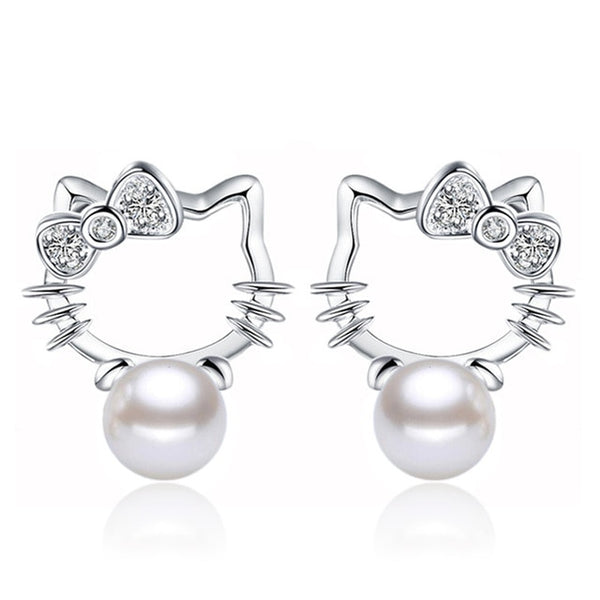 Pearl Kitty Earrings