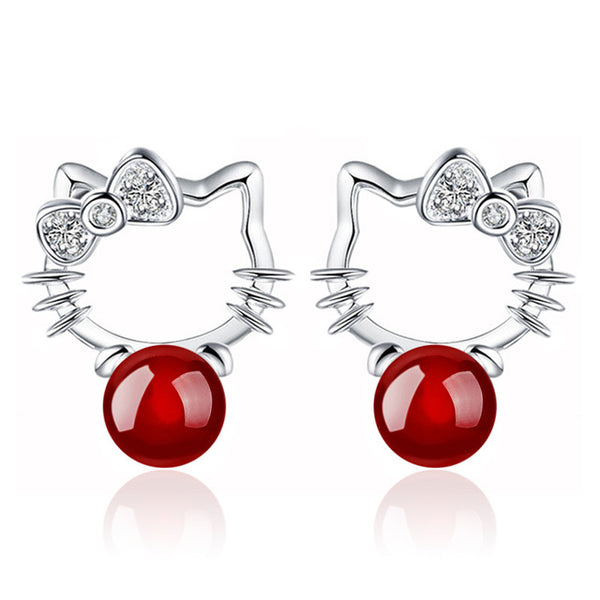 Pearl Kitty Earrings