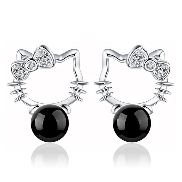 Pearl Kitty Earrings