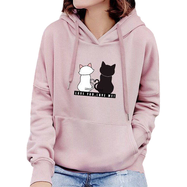 Two Cats Printed Hoodie