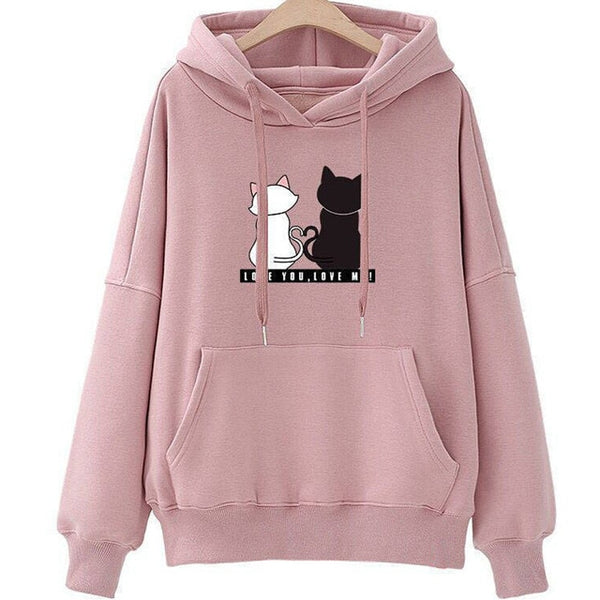 Two Cats Printed Hoodie