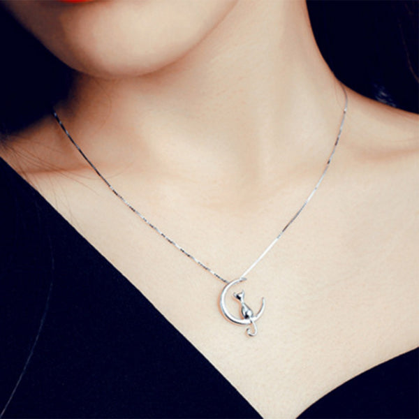 Moon Cat Pendant Necklace