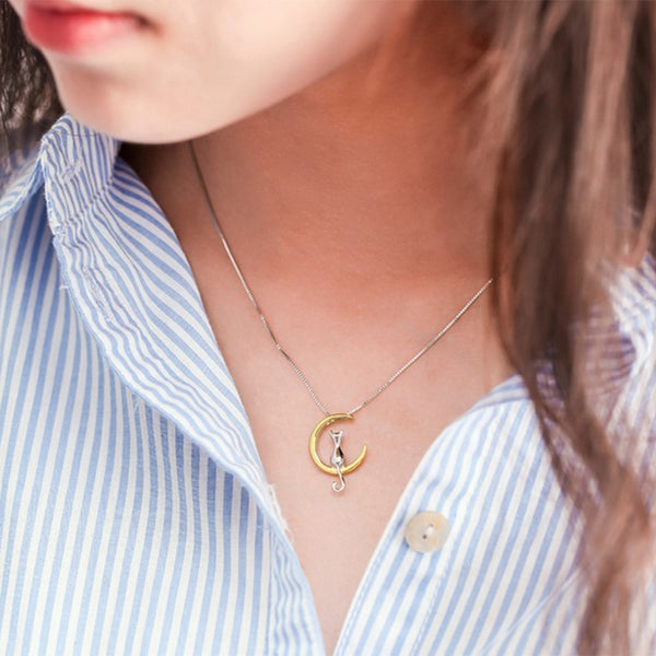 Moon Cat Pendant Necklace