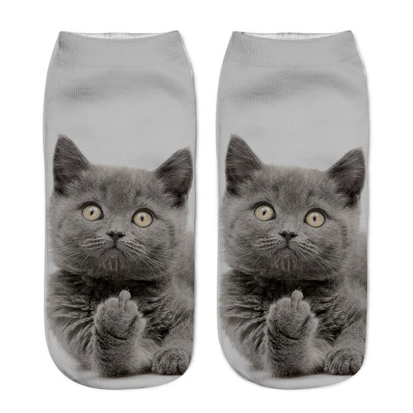 3D Cat Print Women's Ankle Socks