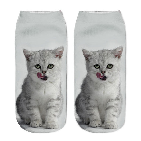 3D Cat Print Women's Ankle Socks