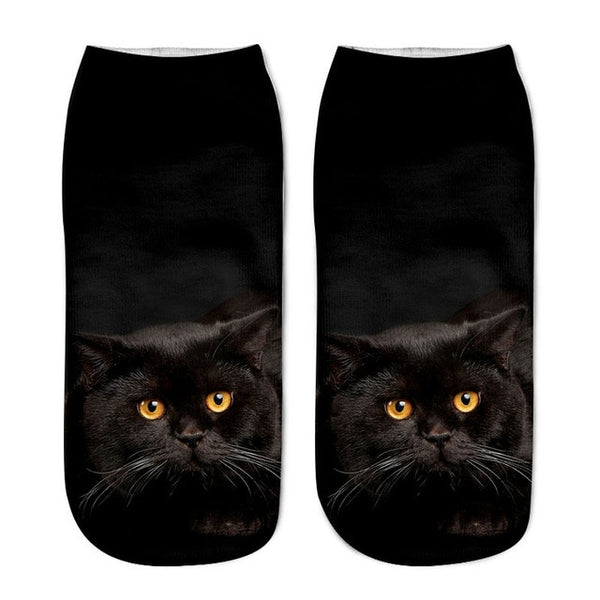 3D Cat Print Women's Ankle Socks