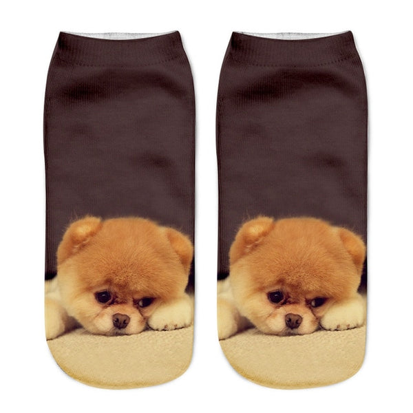 3D Cat Print Women's Ankle Socks