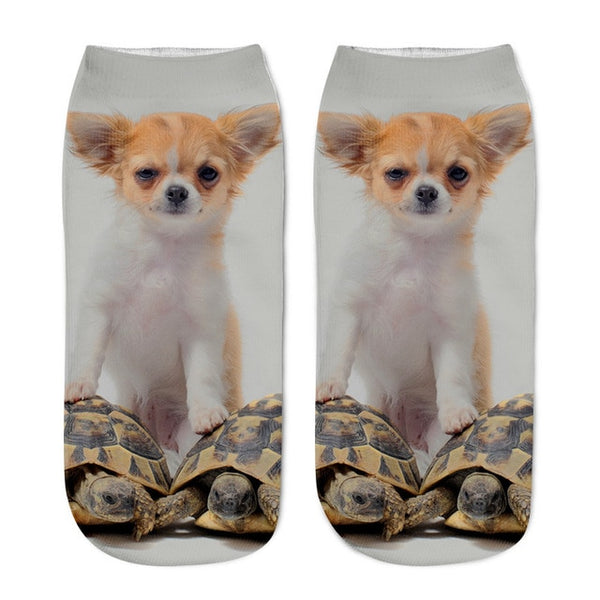 3D Cat Print Women's Ankle Socks