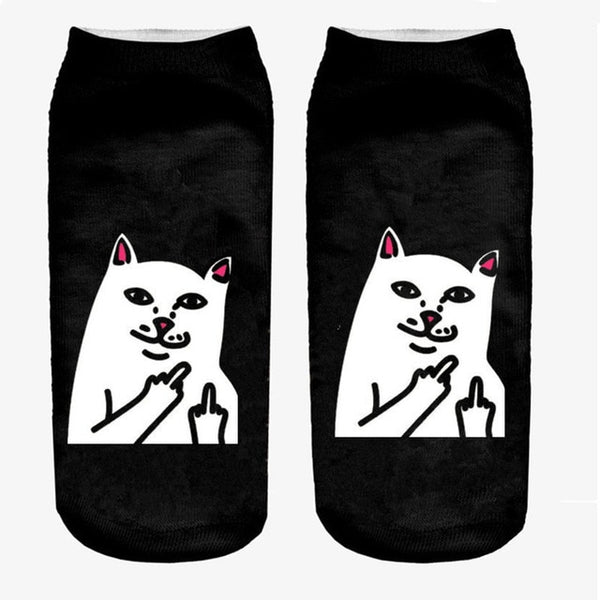 3D Cat Print Women's Ankle Socks