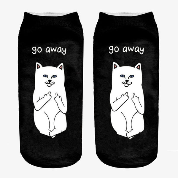 3D Cat Print Women's Ankle Socks