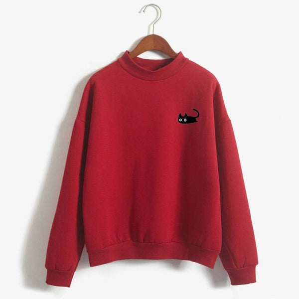 Black Cat Long Sweatshirt