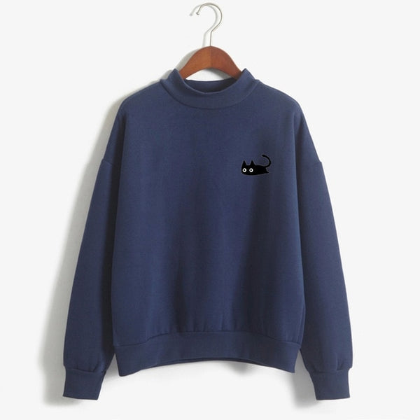 Black Cat Long Sweatshirt