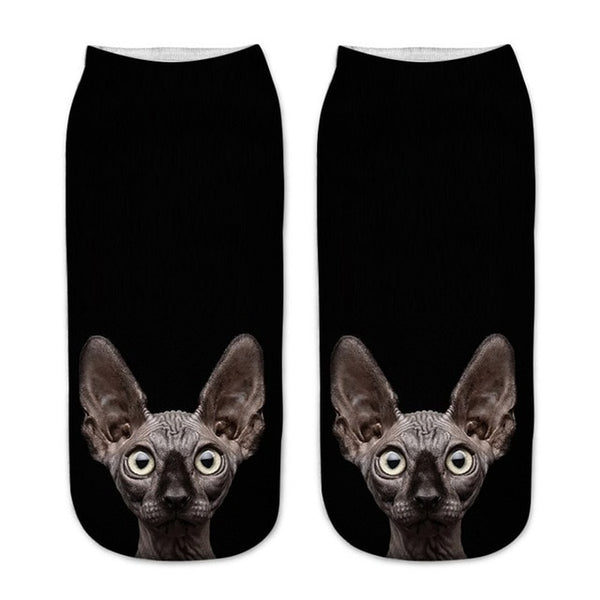 Funny Short Printed Cat Socks