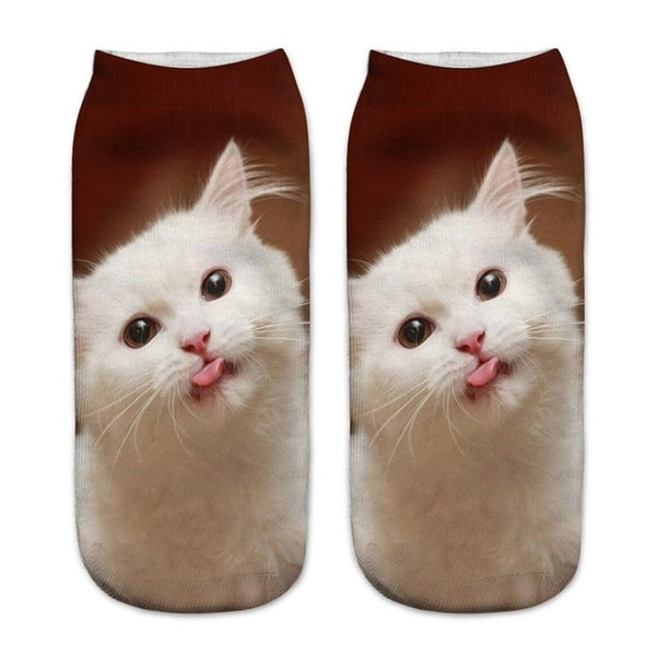 Funny Short Printed Cat Socks