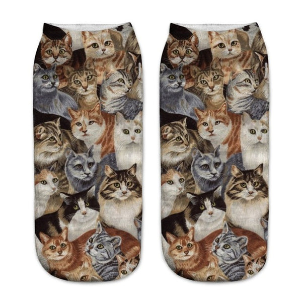 Funny Short Printed Cat Socks