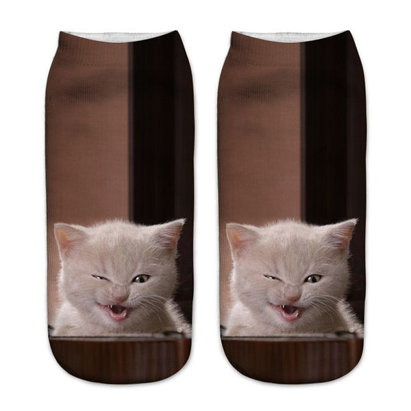 Funny Short Printed Cat Socks