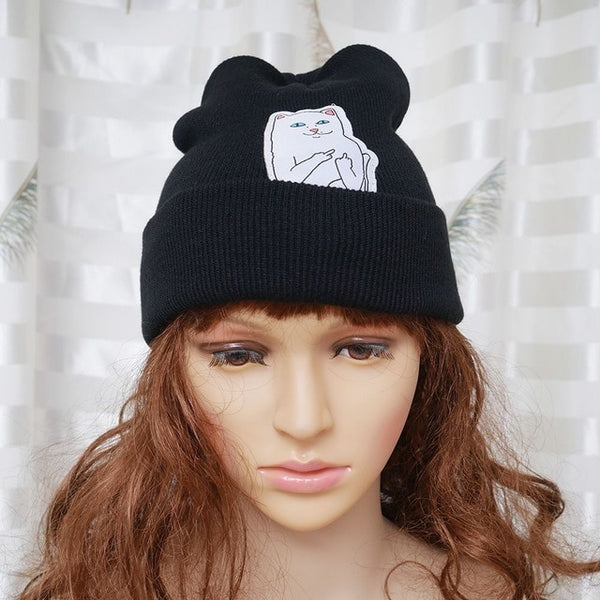 Knitted Cotton Printed Beanie